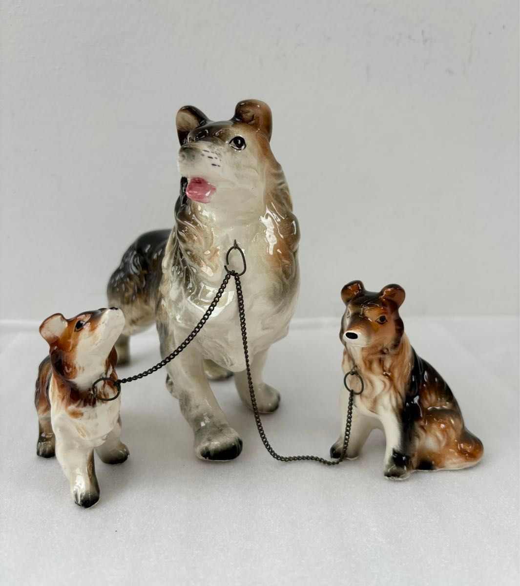 昭和レトロ 犬 親子 コリー犬 陶器 置物 インテリア オブジェ 昭和レトロ 犬 親子 コリー犬 陶器 置物 インテリア オブジェ