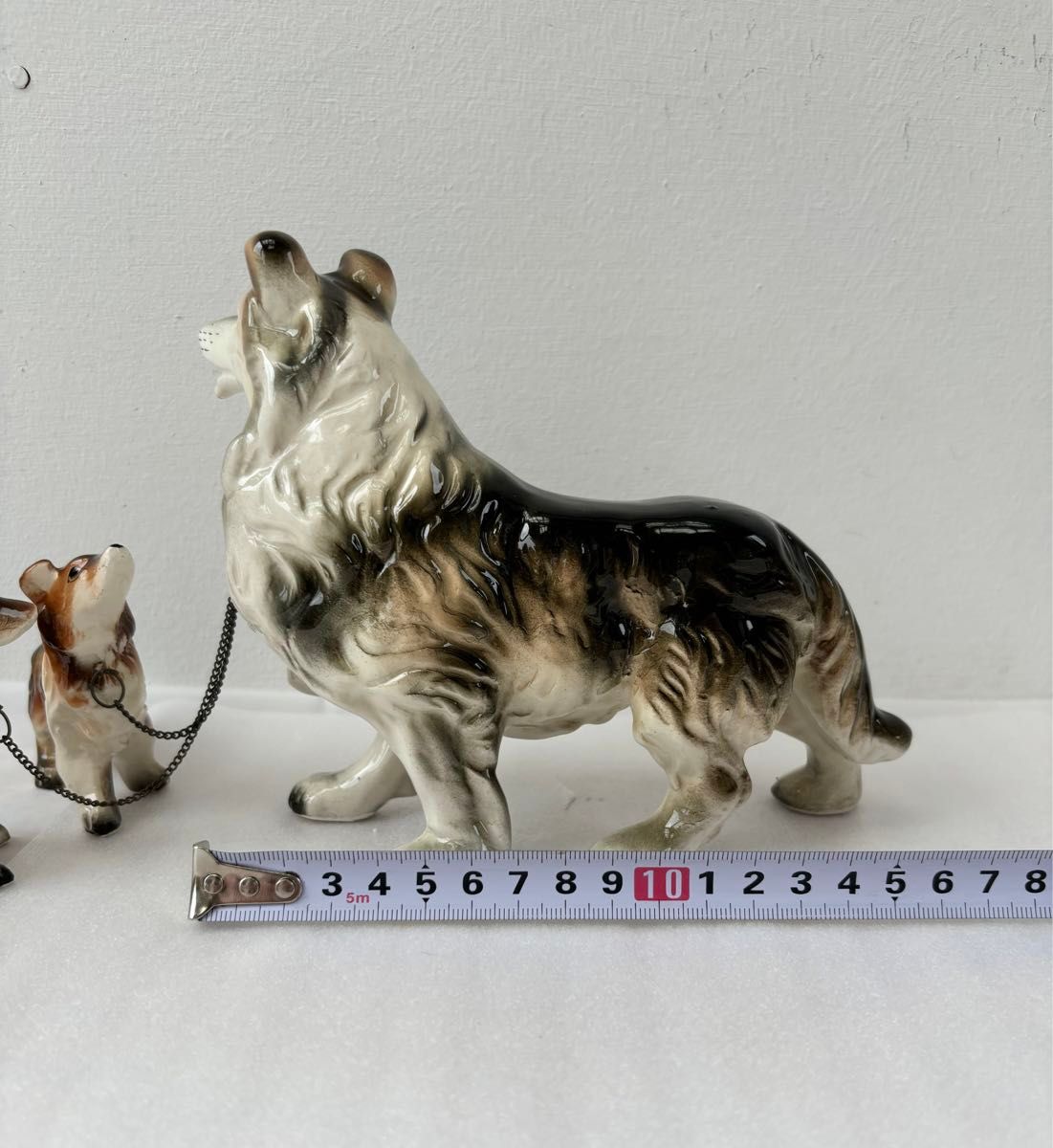 昭和レトロ 犬 親子 コリー犬 陶器 置物 インテリア オブジェ 昭和レトロ 犬 親子 コリー犬 陶器 置物 インテリア オブジェ