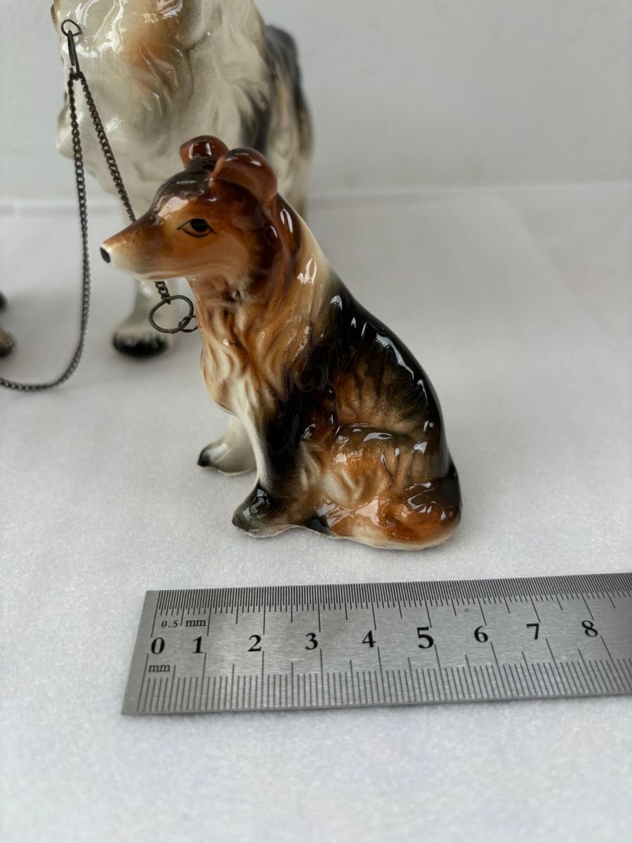昭和レトロ 犬 親子 コリー犬 陶器 置物 インテリア オブジェ 昭和レトロ 犬 親子 コリー犬 陶器 置物 インテリア オブジェ
