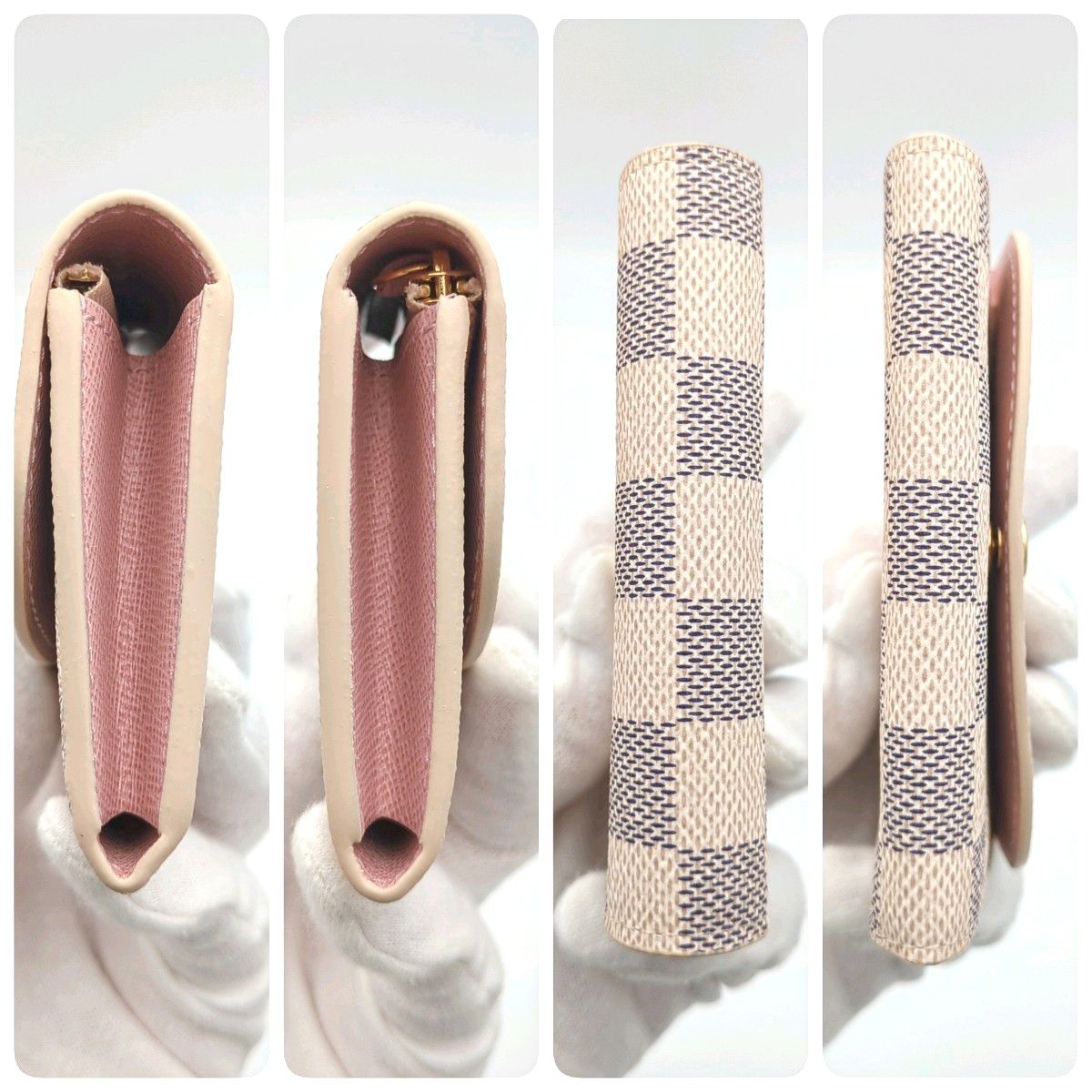 超美品】ルイヴィトン ダミエ アズール ポルトモネ ロザリ 折り 超美品】ルイヴィトン ダミエ アズール ポルトモネ ロザリ 折り