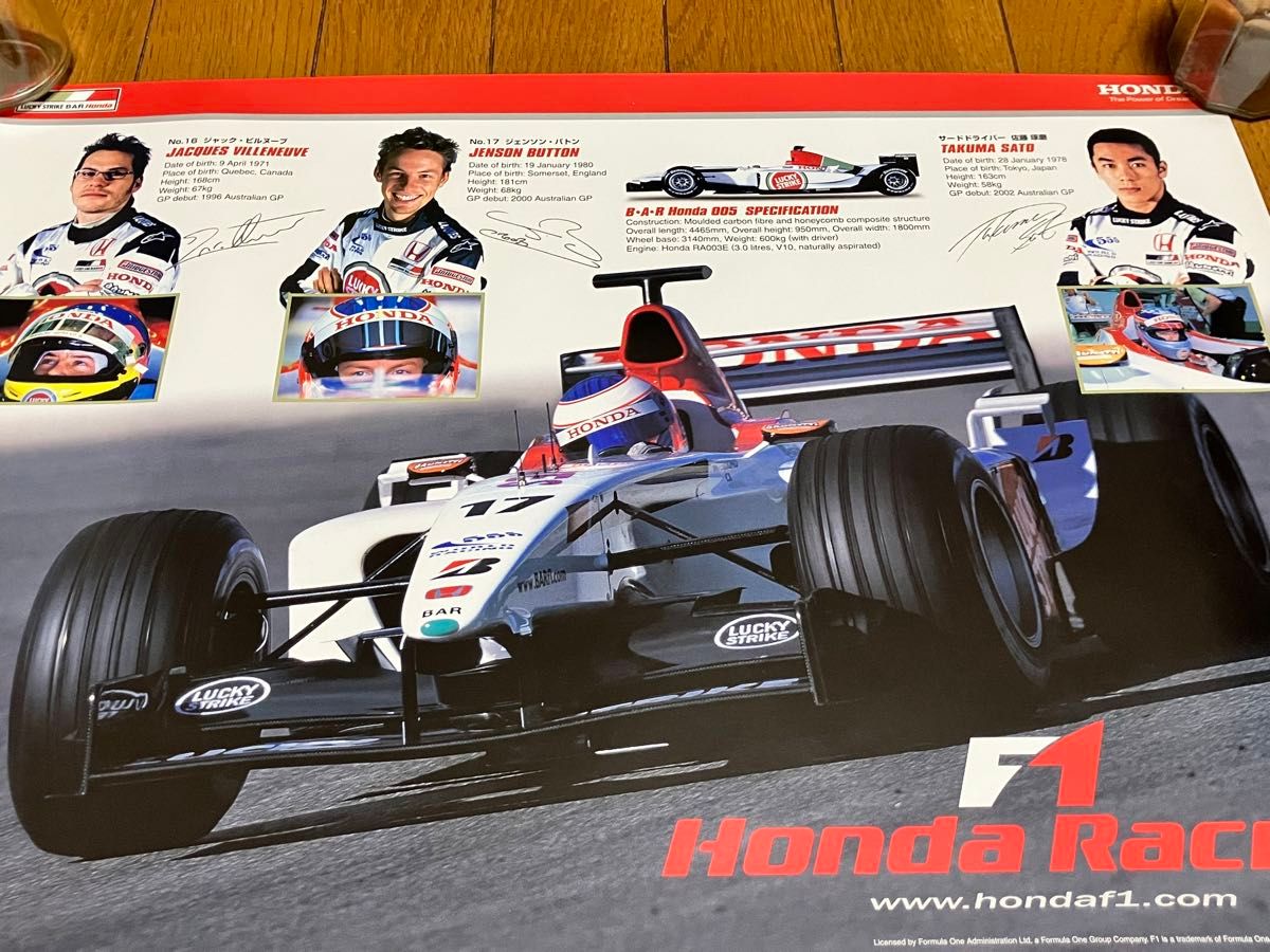 非売品 未展示 HONDA Racing 2003年 F1 B3ポスター ラッキー 非売品 未展示 HONDA Racing 2003年 F1 B3ポスター ラッキー