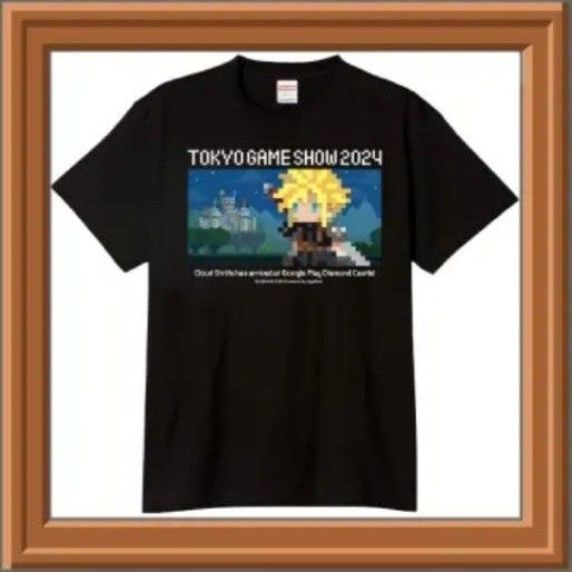 TGS2024 googleブースのFFⅦ ドット絵クラウドTシャツ:非売品 TGS2024 googleブースのFFⅦ ドット絵クラウドTシャツ:非売品