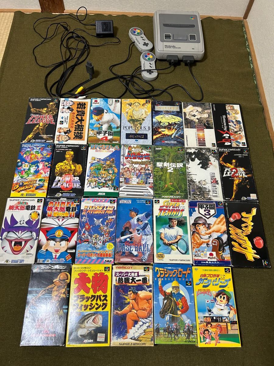 SFC】スーパーファミコン本体一式とソフト26本セット 【動作確認 SFC】スーパーファミコン本体一式とソフト26本セット 【動作確認