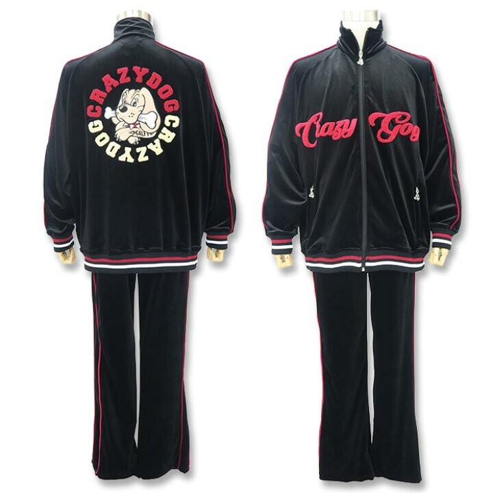 GALFY ベロアジャージセットアップ 大型犬 Crazy Dog ワンちゃん GALFY ベロアジャージセットアップ 大型犬 Crazy Dog ワンちゃん