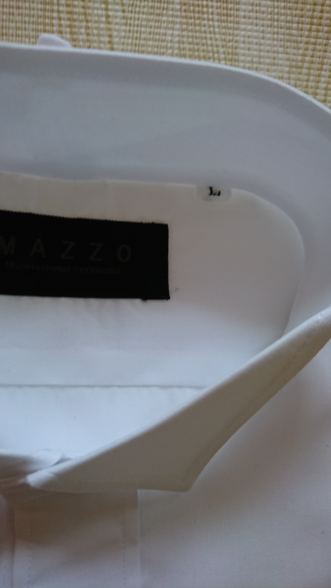 極美品 MAZZO ウイングカラーシャツ モーニングシャツ 結婚式 父親正装 白 長袖 ウェディング フォーマル ドレスシャツ_画像3