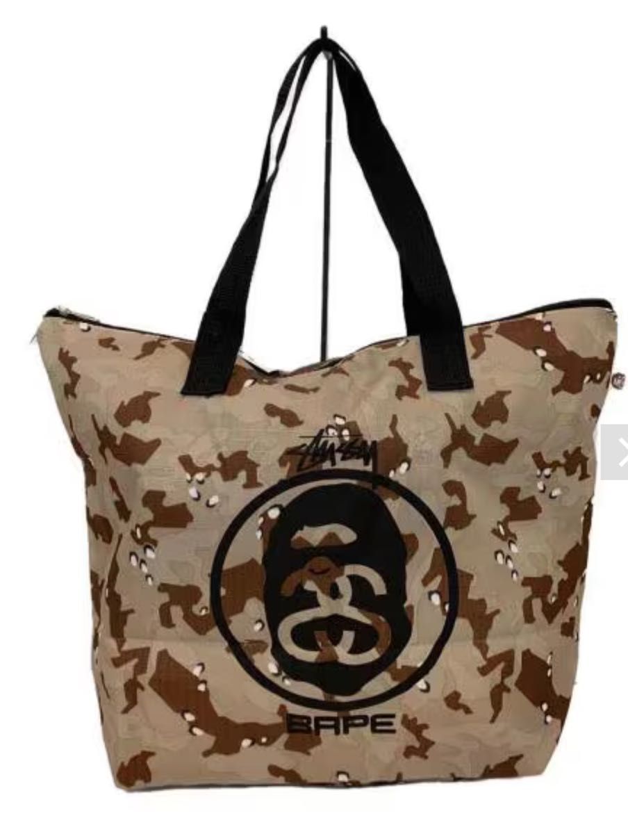 STUSSY × A BATHING APE コラボ トートバッグ PVC マルチカラー STUSSY × A BATHING APE コラボ トートバッグ PVC マルチカラー