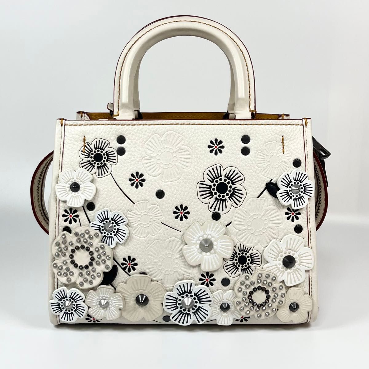 美品】COACH コーチ 2way ショルダー ハンドバッグ ティーローズ 美品】COACH コーチ 2way ショルダー ハンドバッグ ティーローズ