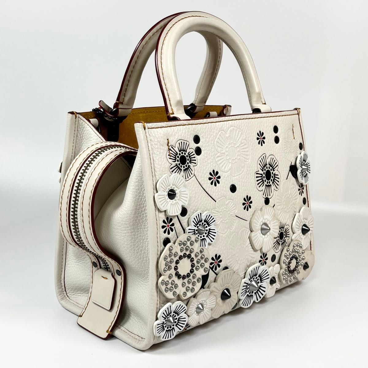 美品】COACH コーチ 2way ショルダー ハンドバッグ ティーローズ 美品】COACH コーチ 2way ショルダー ハンドバッグ ティーローズ