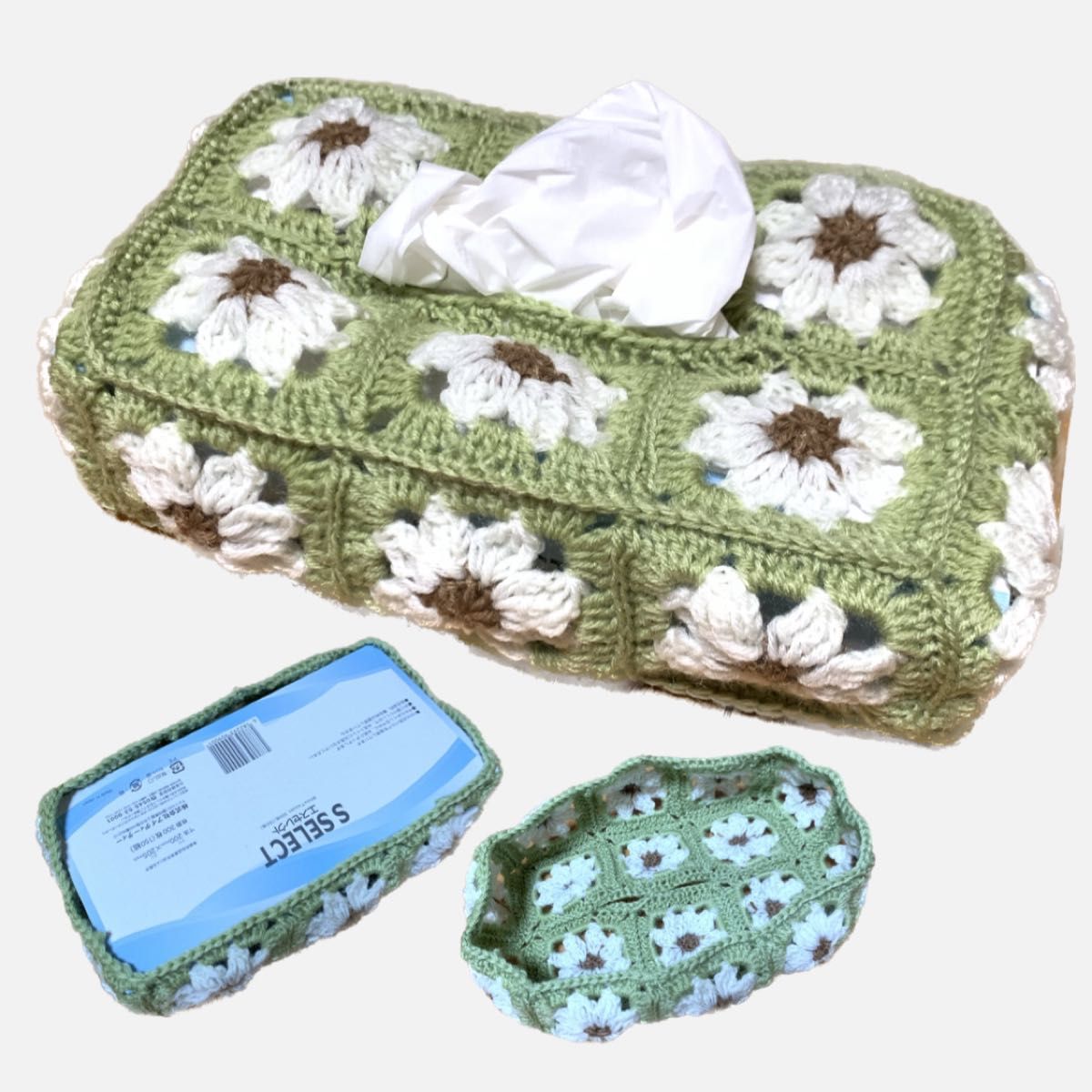 かぎ編み ハンドメイド 編み物 かぎ針編み ティッシュカバー かぎ編み ハンドメイド 編み物 かぎ針編み ティッシュカバー