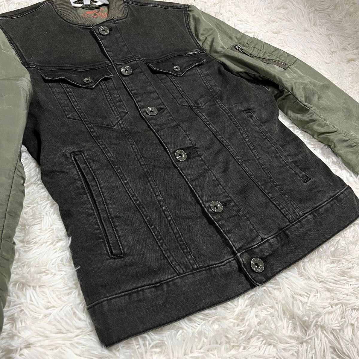 美品】GAS ガス デニムボンバージャケット Type MA-1 カーキ 美品】GAS ガス デニムボンバージャケット Type MA-1 カーキ