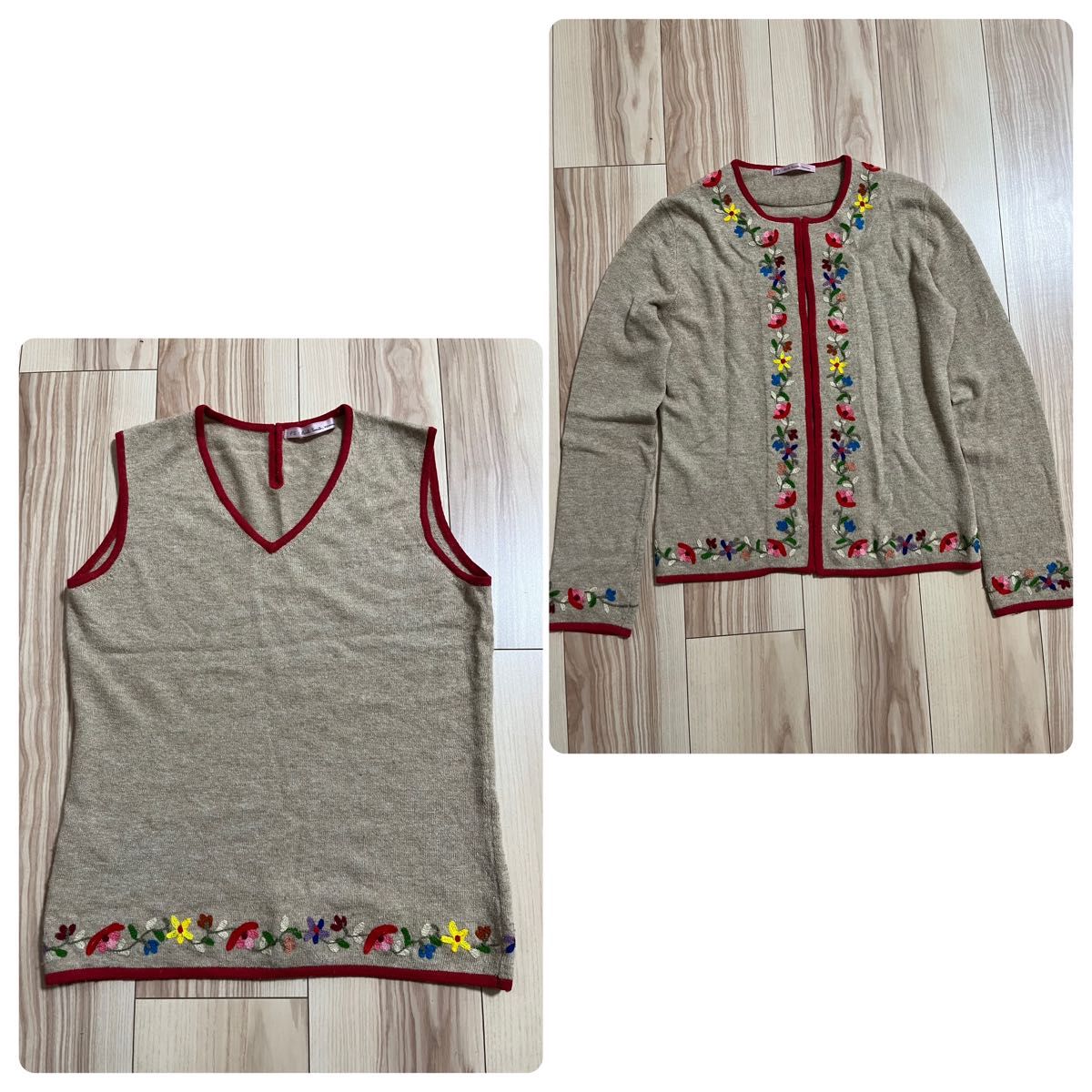 Paul Smith 花柄刺繍ベスト Paul Smith 花柄 刺繍 アンサンブル ベスト カーディガン M