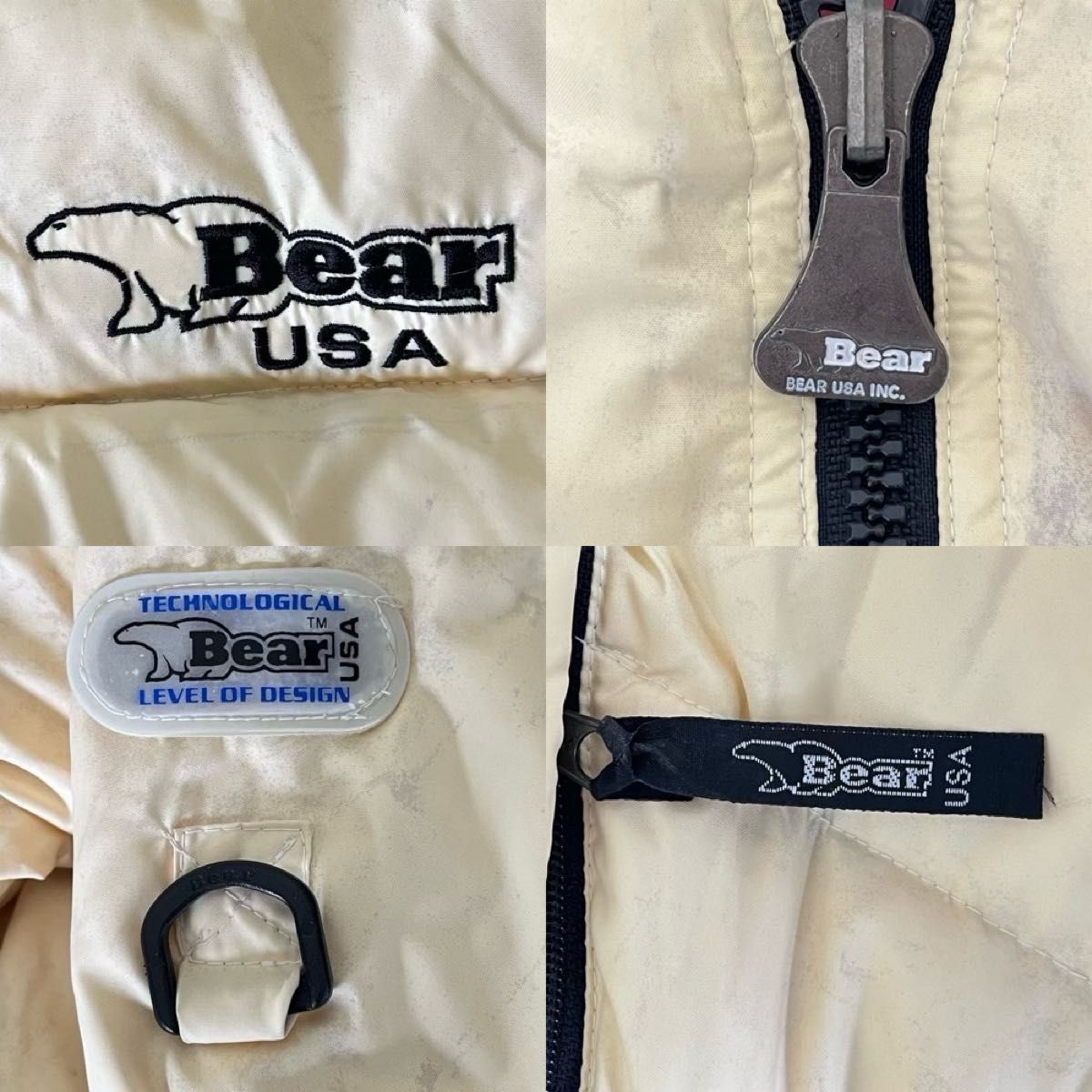 希少 【Bear USA】 ダウンジャケット ホワイト ロゴ刺繍 肉厚 希少 【Bear USA】 ダウンジャケット ホワイト ロゴ刺繍 肉厚