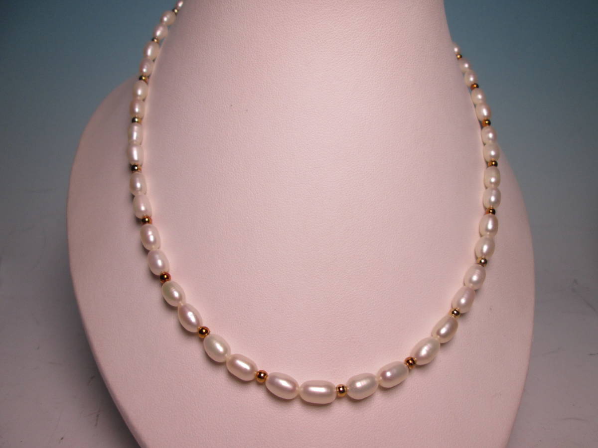 * fresh water pearl .4mmx6mm. design necklace 16g