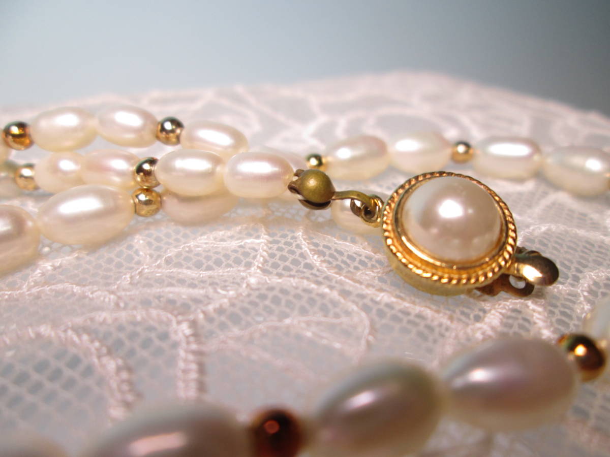 * fresh water pearl .4mmx6mm. design necklace 16g