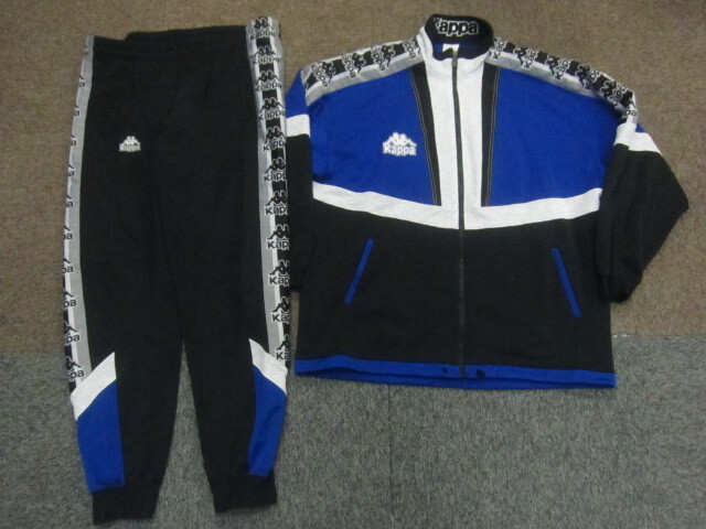 KAPPA カッパ 90sヴィンテージ ジャージ上下セットアップ メンズXO XXL 黒白青 トラックスーツ上下 トラックジャケット&パンツ07279 KAPPA カッパ 90sヴィンテージ ジャージ上下セットアップ メンズXO XXL 黒白青 トラックスーツ上下 トラックジャケット&パンツ07279