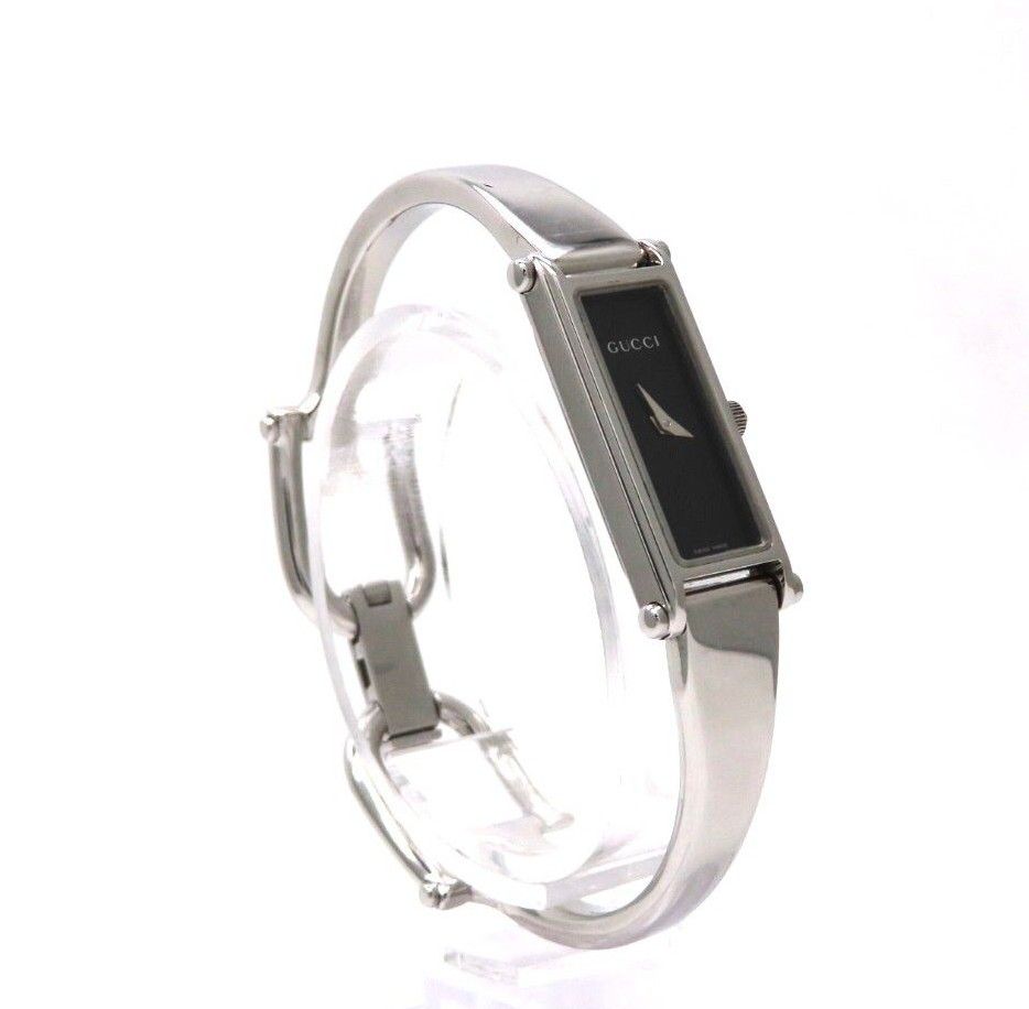 GUCCI】グッチ 時計 '1500L バングルウォッチ' ブラック文字盤 GUCCI】グッチ 時計 '1500L バングルウォッチ' ブラック文字盤