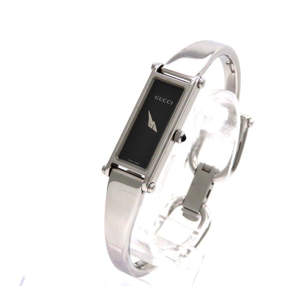 GUCCI】グッチ 時計 '1500L バングルウォッチ' ブラック文字盤 GUCCI】グッチ 時計 '1500L バングルウォッチ' ブラック文字盤