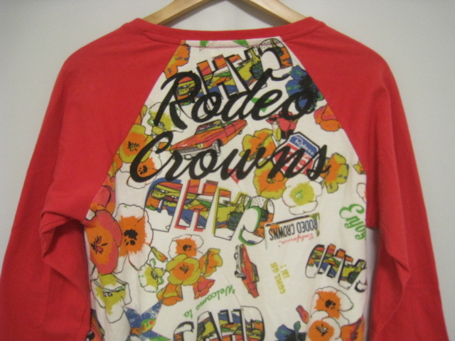 RCWB RODEO CROWNS ロデオクラウンズ Tシャツ 長袖 丸首 赤×白 レッド×ホワイト カラフル Sサイズ_画像5