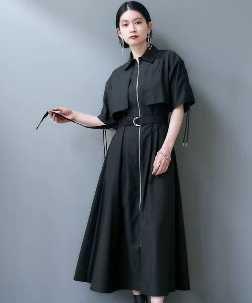 新品未使用】HARE フロントジップデザインワンピース ブラック 新品未使用】HARE フロントジップデザインワンピース ブラック