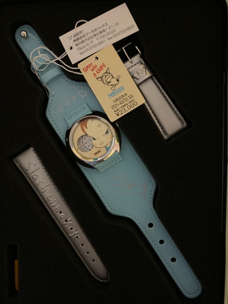 NARA YOSHITOMO Nara beautiful . wristwatch Slash with a Knife slash with a knife light blue 2001 year Citizen made new goods unused 