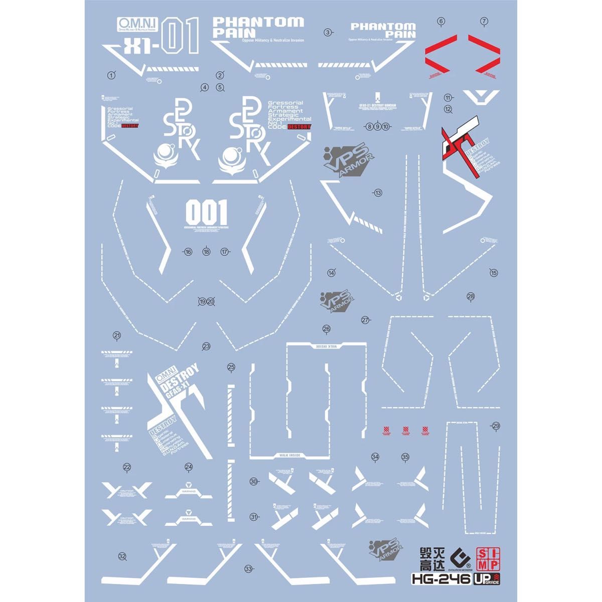 HG 1/144 デストロイガンダム用蛍光水転写式デカール 3枚組 他社 HG 1/144 デストロイガンダム用蛍光水転写式デカール 3枚組 他社