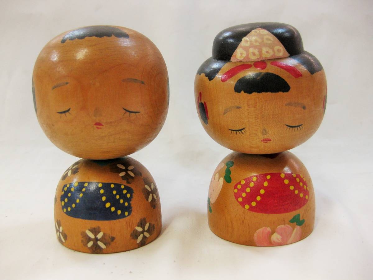 ヤフオク 昭和レトロ こけし 木製 木工 人形 子供 ペア 置 ヤフオク 昭和レトロ こけし 木製 木工 人形 子供 ペア 置