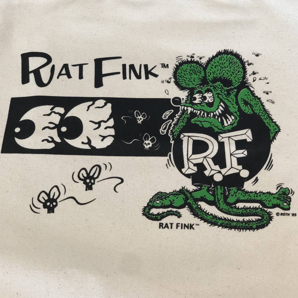 Rat Fink ノーマル グリーン 緑 トートバッグ 2way キャンバス地 mooneyes ムーンアイズ ショルダーバッグにも ラットフィンク_画像5