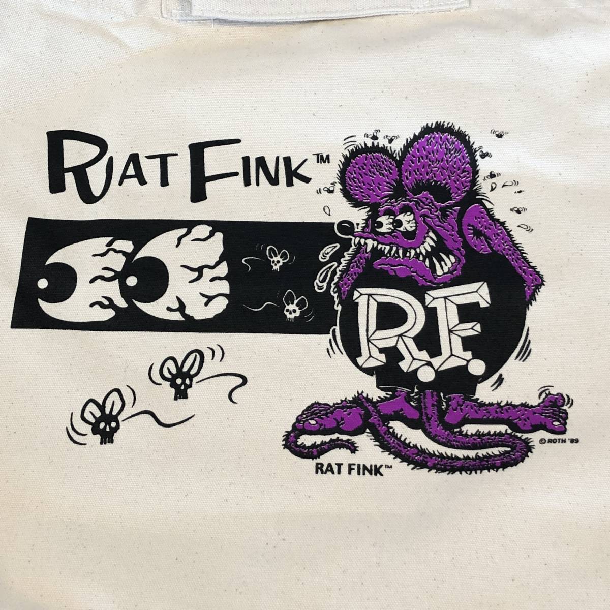 Rat Fink ノーマル パープル 紫 トートバッグ 2way キャンバス地 mooneyes ムーンアイズ ショルダーバッグにも ラットフィンク_画像4