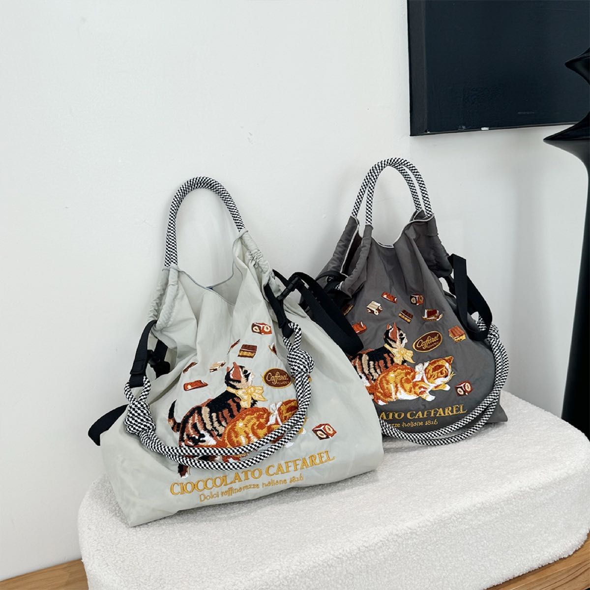 ボールアンドチェーン 猫 ネコ カファレル エコバッグ M ねこ ボールアンドチェーン 猫 ネコ カファレル エコバッグ M ねこ