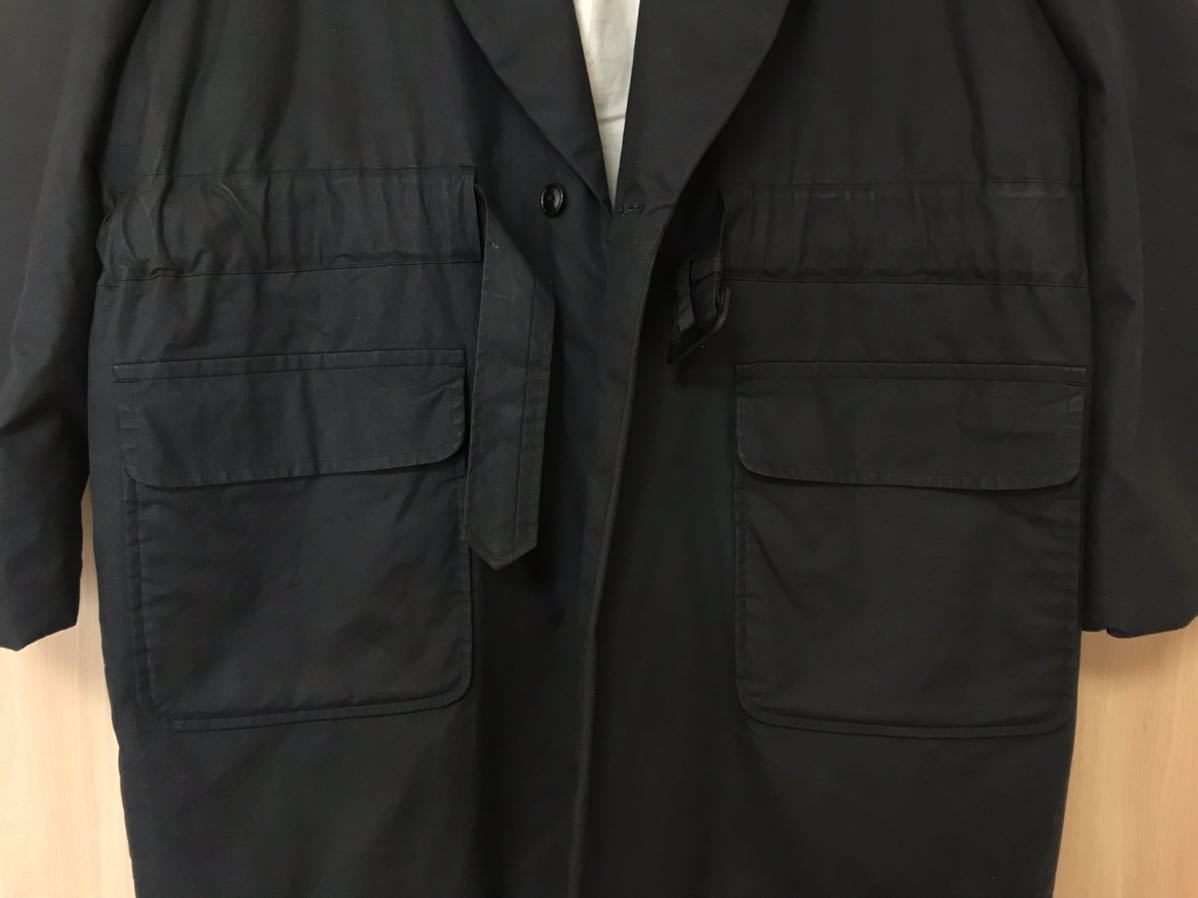 【美品】 UNITUS ユナイタス / Belted Shawl Coat -Wax Cotton- / L ブラック / ワックスコットン ベルテッド ショール コート_画像5