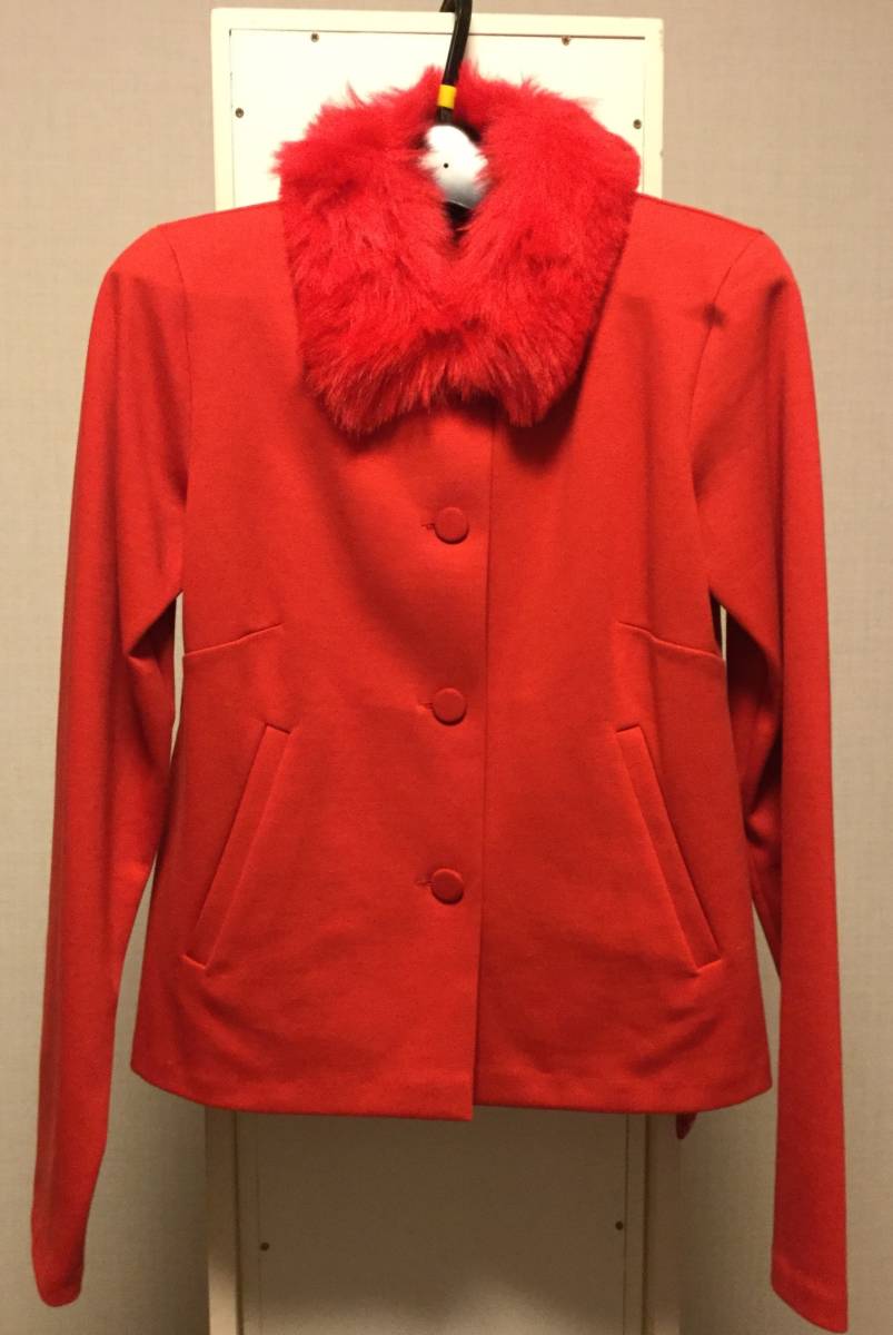  regular price 74%OFF unused tag equipped Agnes B agnes b. jacket fake fur red S lady's Christmas Halloween .