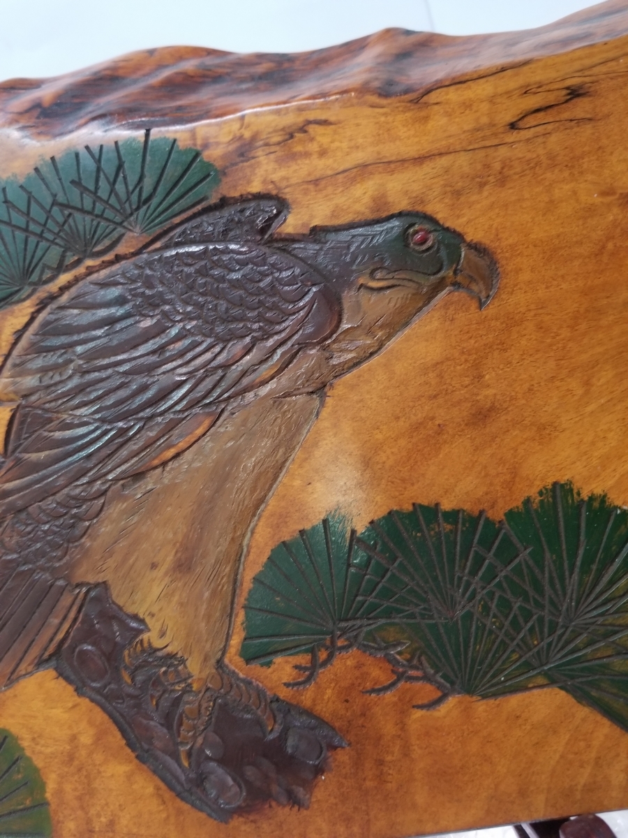木彫り作家　水田 源埼　作　木製　鳥　彫刻　置物　インテリア　和風_画像4