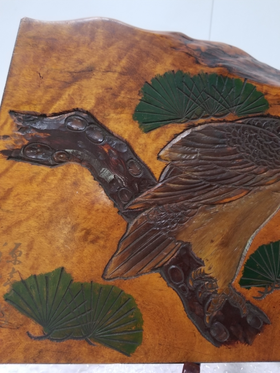 木彫り作家　水田 源埼　作　木製　鳥　彫刻　置物　インテリア　和風_画像5
