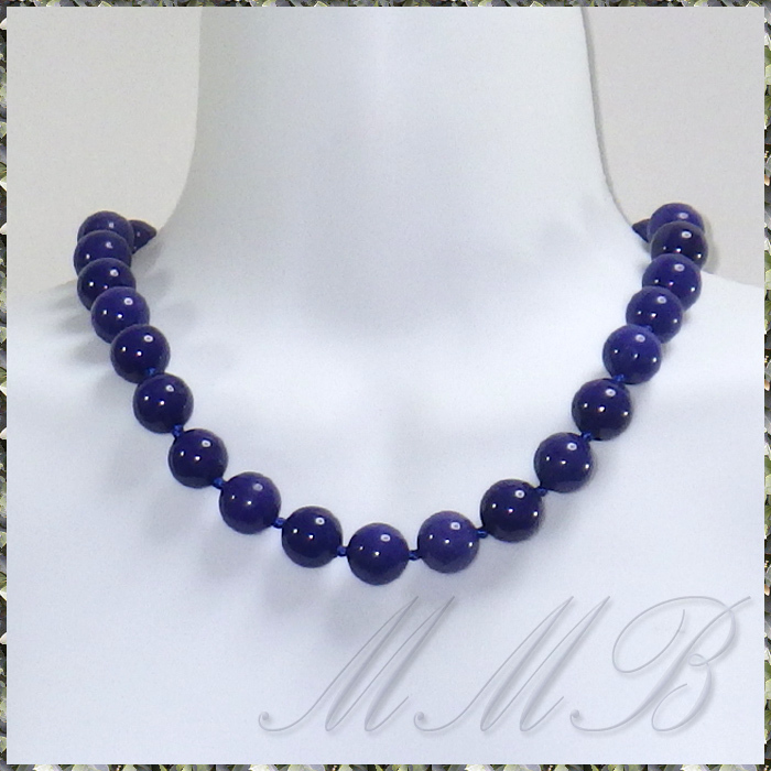 [NECKLACE] Natural Stone blue Lapis Lazuli Beads синий лазурит камень мяч Short короткое колье колье φ14x460mm [ бесплатная доставка ]