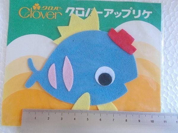 80s クロバー アップリケ 魚 ワッペン/パッチ 昭和レトロ かわいい キャラクター ポップ フィッシュ釣りフィッシング36_画像7