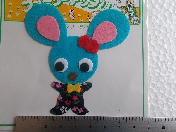 80s パンジー アップリケ ネズミ ねずみ 花柄 ワッペン/パッチ 昭和レトロ かわいい キャラクター ポップ クロバー 不気味 柄48_画像7