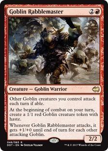 え赤 ゴブリンの熟練扇動者 1枚（4枚在庫s 英 良品 DDT）/Goblin Rabblemaster（MTG /マーフォーク vs. ゴブリン/Merfolk vs. Goblins/MvG/_画像1