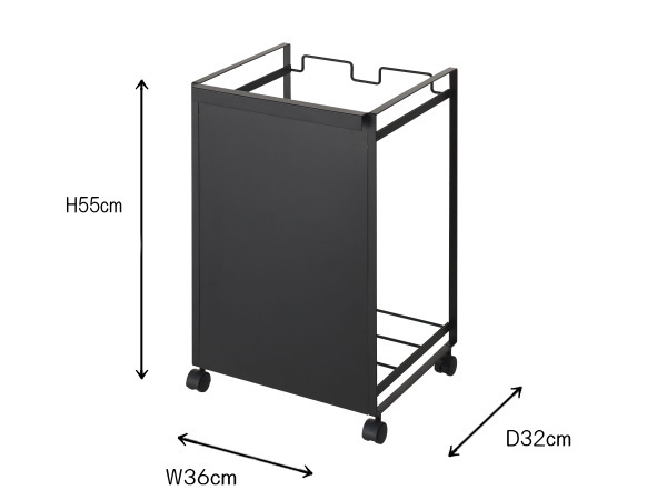 2分別 ダストワゴン （黒） キャスター付き レンジ袋ホルダー ダストボックス ゴミ袋ホルダー 分別 ゴミ箱 山崎実業 タワー_画像8