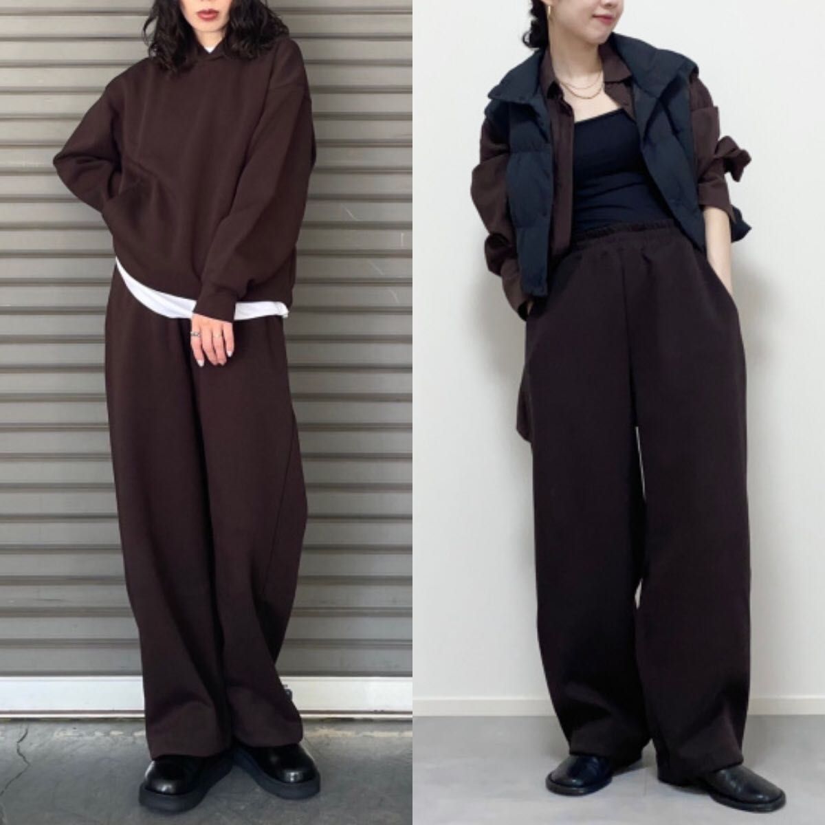 ユニクロC スウェットワイドパンツ 丈標準 ダークブラウン ユニクロC スウェットワイドパンツ 丈標準 ダークブラウン