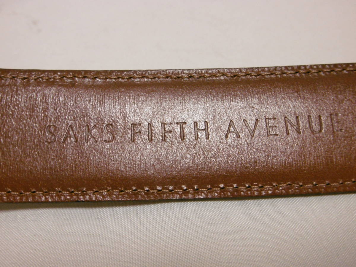 SAKS FIFTH AVENUE　サックスフィフスアベニュー　ジェニュインリザードベルト　36/90 　ブラウン系×ゴールド　エキゾチックレザー_画像5