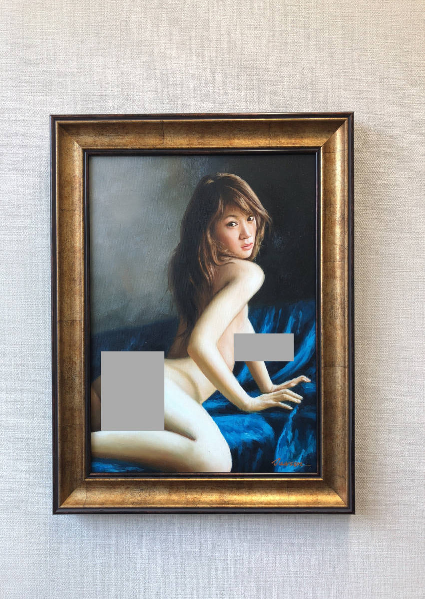 油絵 人物画『女豹』Dawson作 肉筆１点物 女性 ヌード 裸婦 セクシー 美女 S3-2.19-【P】AO1_画像3