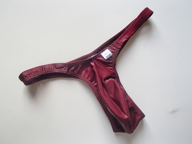 bra42 ◎フロント　立体　フルシーム　メンズビキニ　Tバック　光沢ワインレッド　882　Mサイズ③　ツルテカ◎