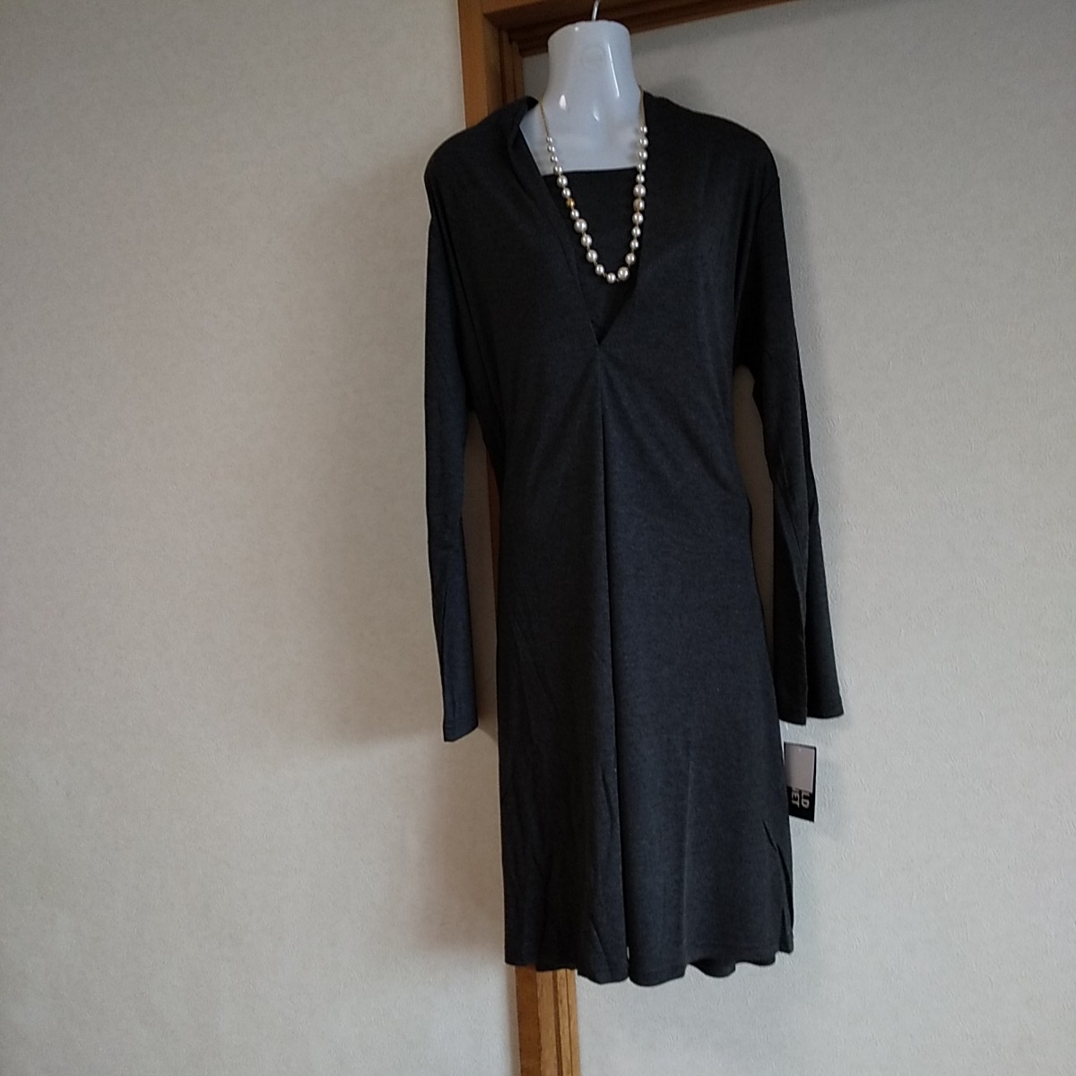 * new goods *. bargain regular price 2790 jpy maternity nursing attaching V neck gray One-piece large size 4L