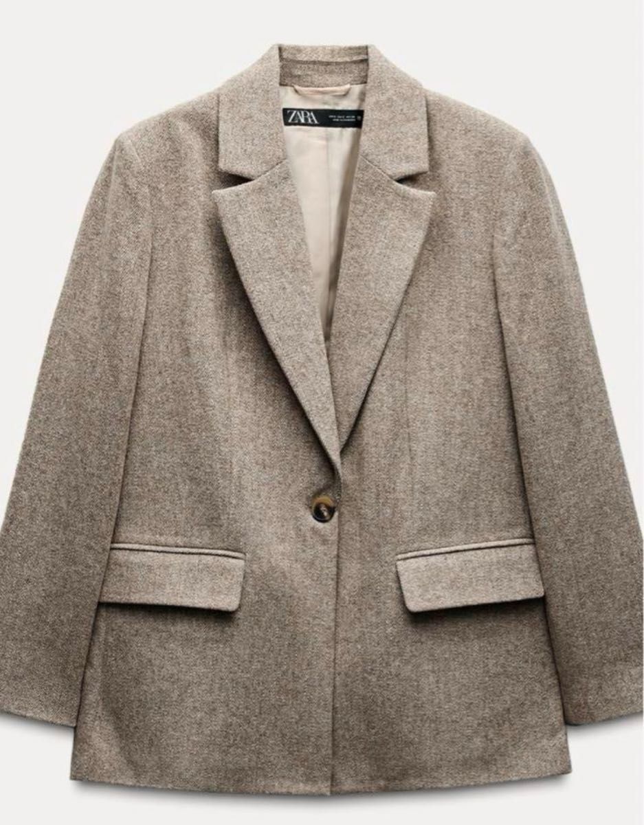 ZARA ザラ ヘリンボーンウールブレンドストレートブレザー ZARA ザラ ヘリンボーンウールブレンドストレートブレザー