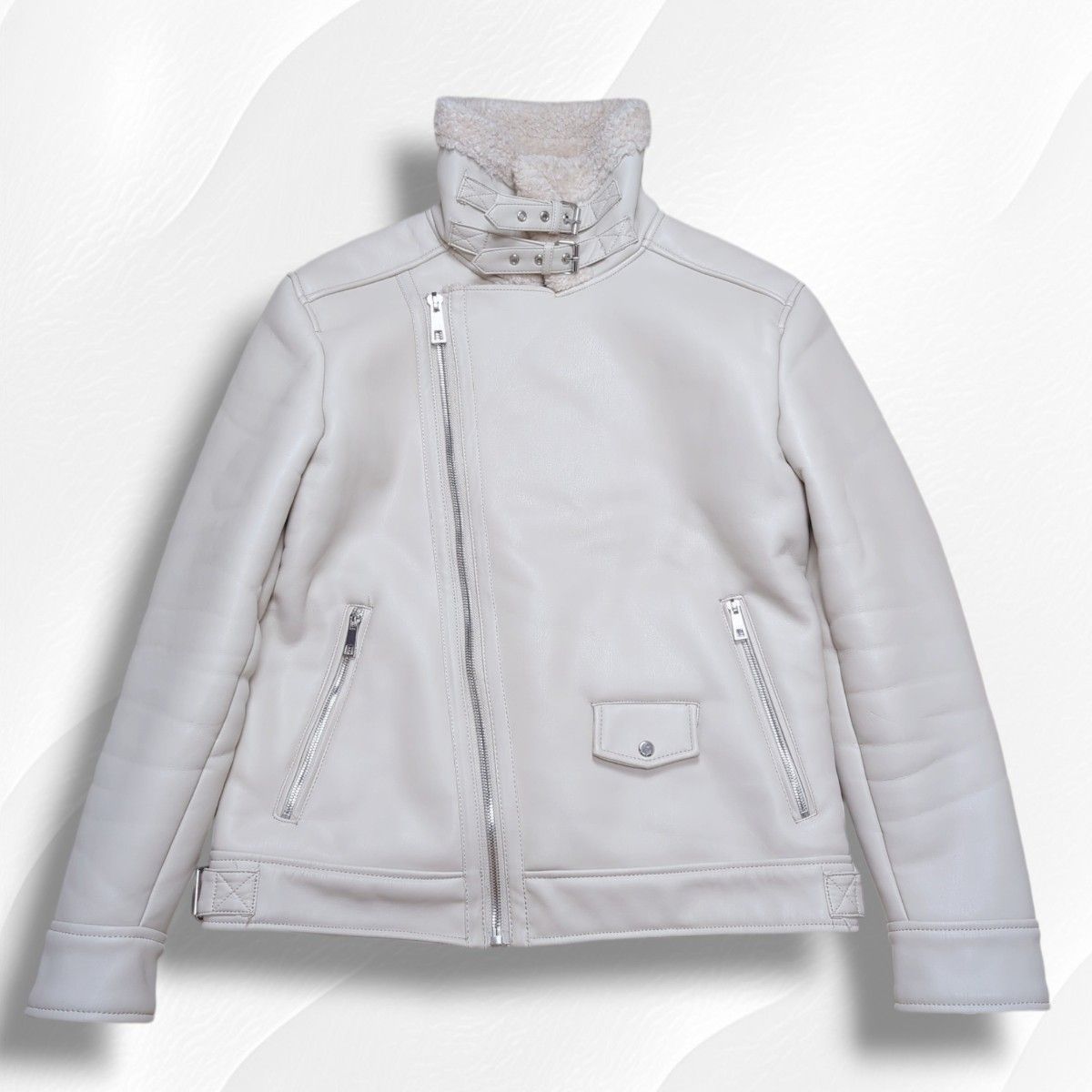 ZARA ザラ ダブルライダースジャケット フェイクムートン ボア ZARA ザラ ダブルライダースジャケット フェイクムートン ボア