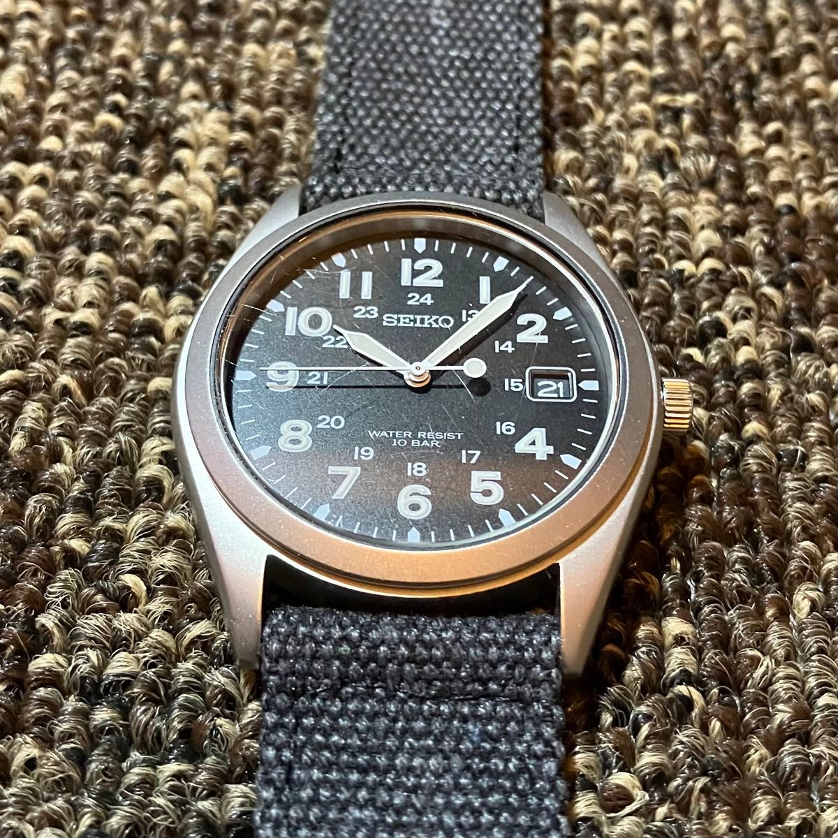 SEIKO セイコー ミリタリー ブラック文字盤 クォーツ 中古品 SEIKO セイコー ミリタリー ブラック文字盤 クォーツ 中古品