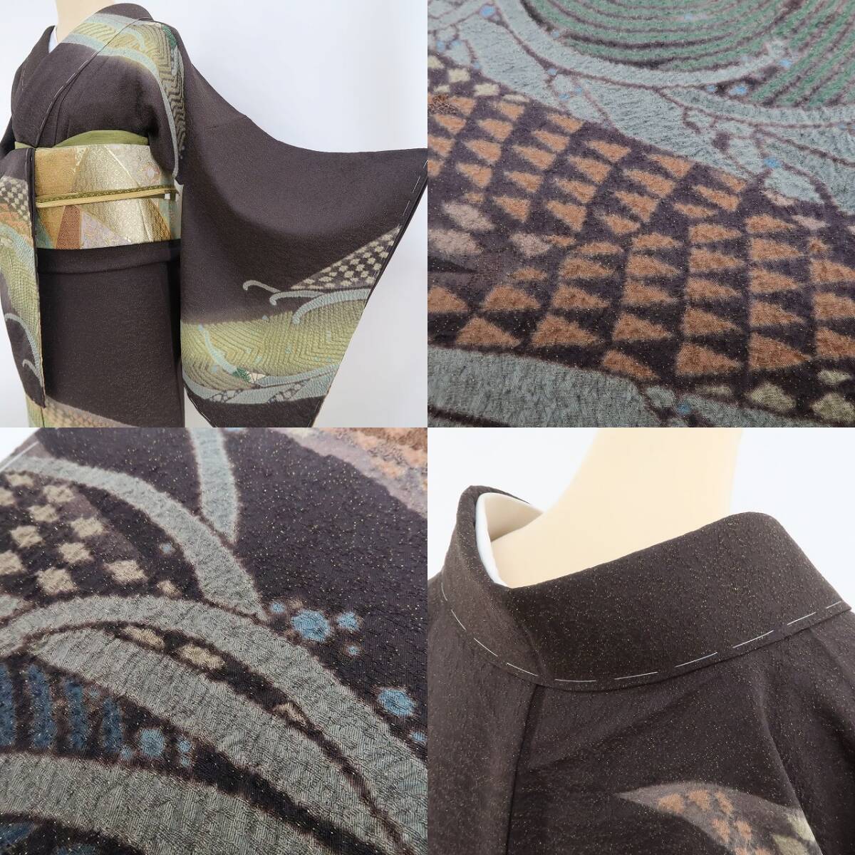 tomihisa 新品 滝泰謹製 おぼろ染 相良刺繍 金通し 落款 着物 tomihisa 新品 滝泰謹製 おぼろ染 相良刺繍 金通し 落款 着物