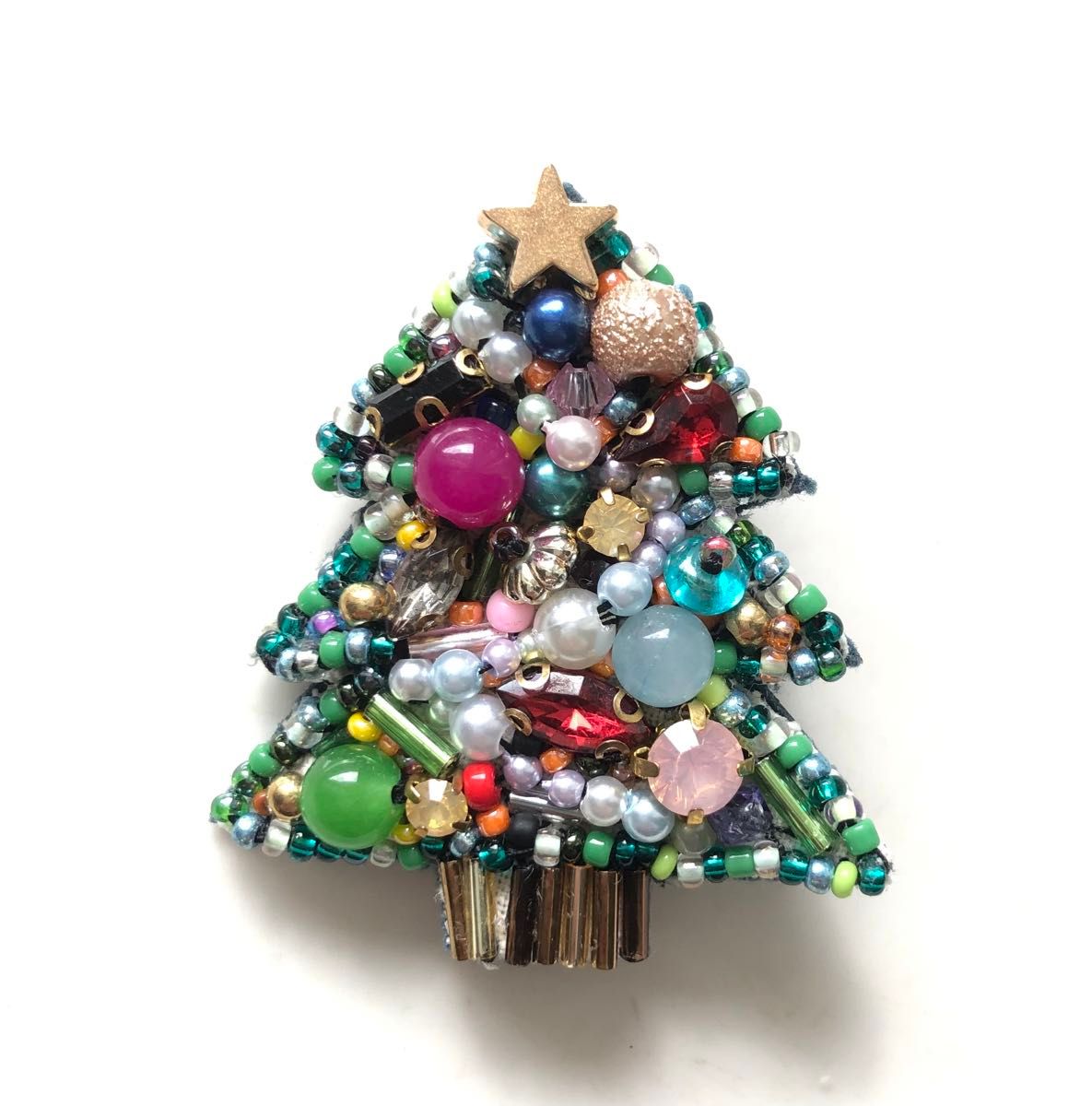 Christmas クリスマスツリー ブローチ ビーズ刺繍 ハンドメイド Christmas クリスマスツリー ブローチ ビーズ刺繍 ハンドメイド
