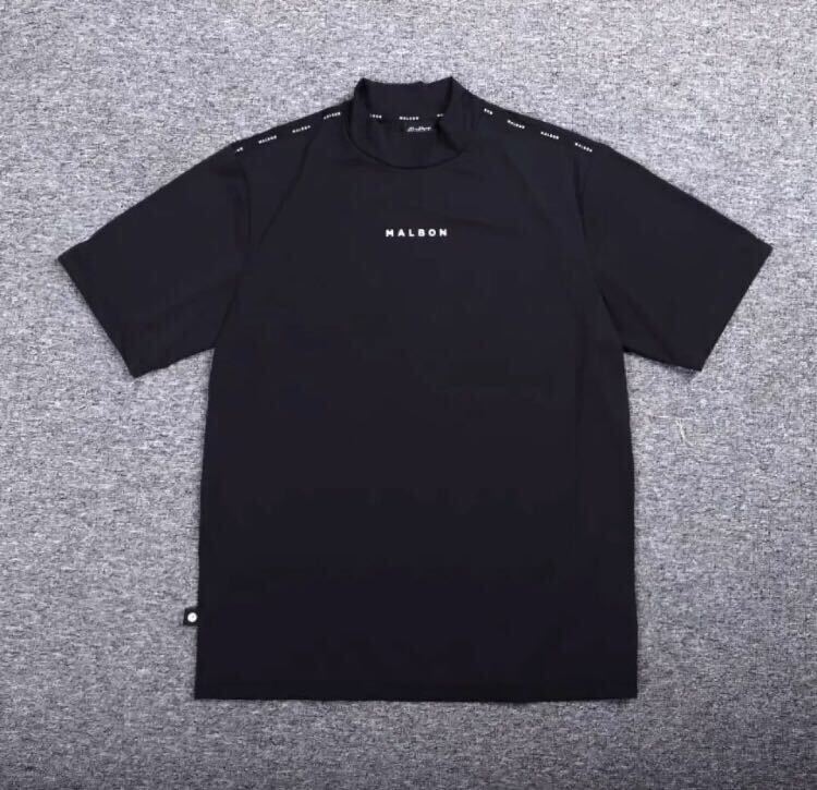 L マルボンゴルフ MALBON GOLF ゴルフウエア モックネック 黒 L マルボンゴルフ MALBON GOLF ゴルフウエア モックネック 黒