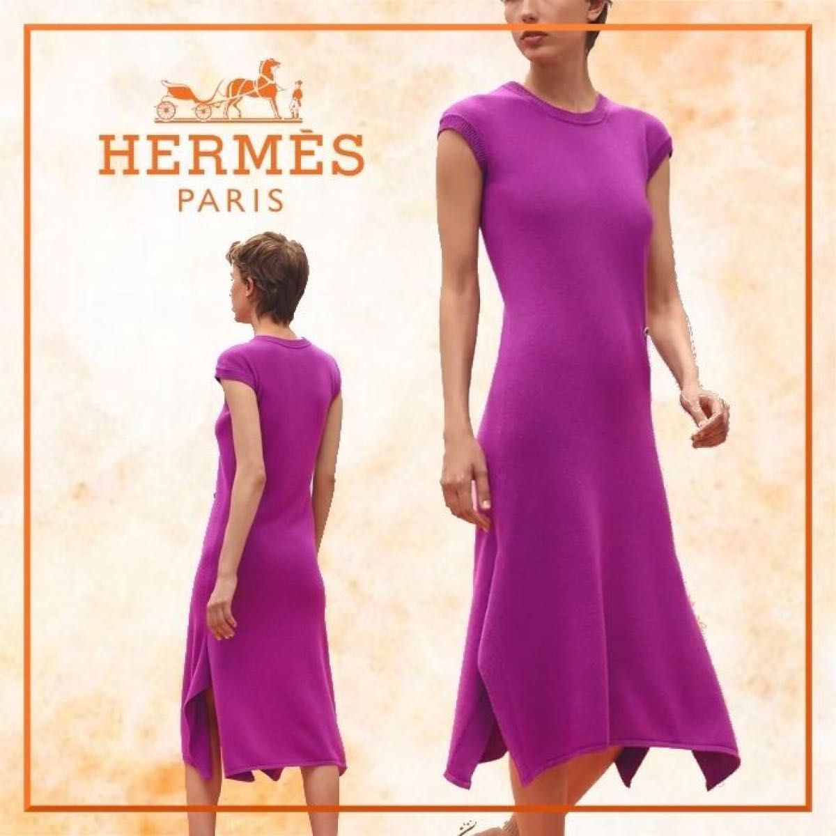 Hermes エルメス カシミヤブレンドノースリーブニットワンピース36 Hermes エルメス カシミヤブレンドノースリーブニットワンピース36